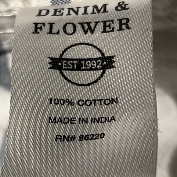 Denim & Flower Men's Shirt L White Blue Stripes Slim Fit Button Down - Picture 9 of 13